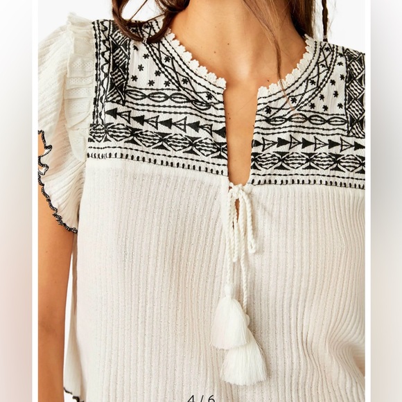 Free People Women's Sarafina Top in Ivory Combo - Picture 4 of 6